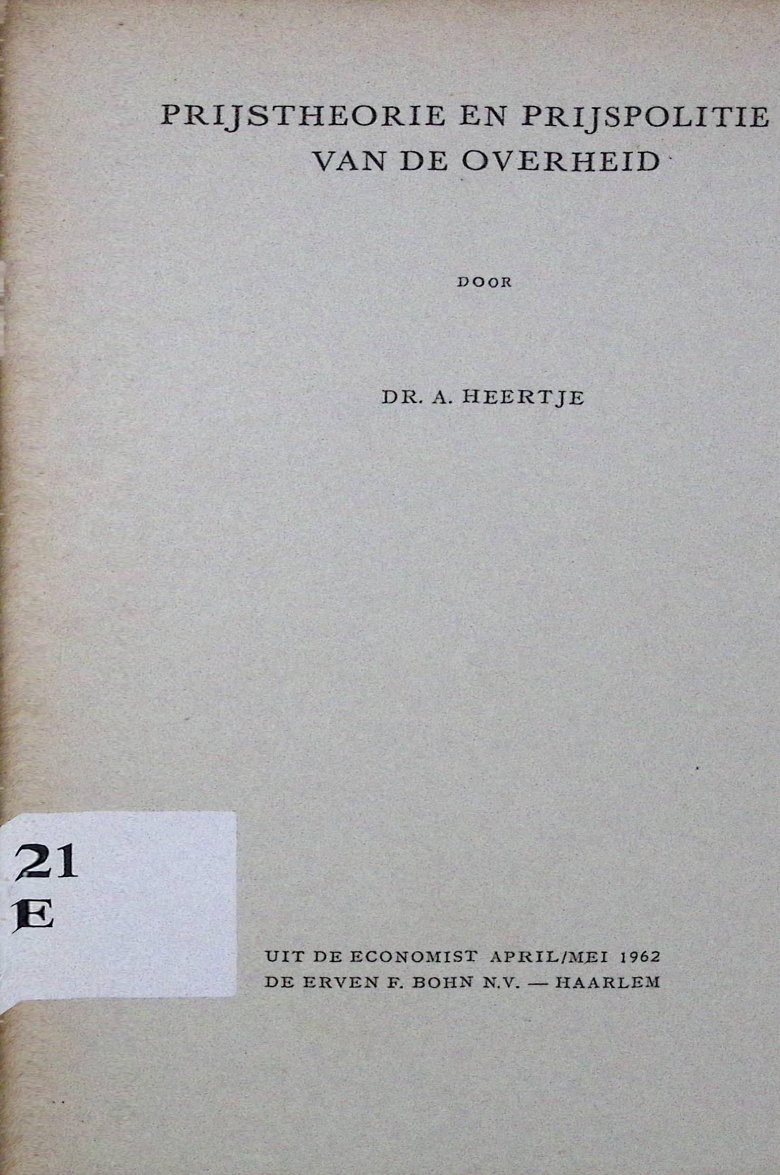 Prijstheorie en Prijspolitie Van De Overheid