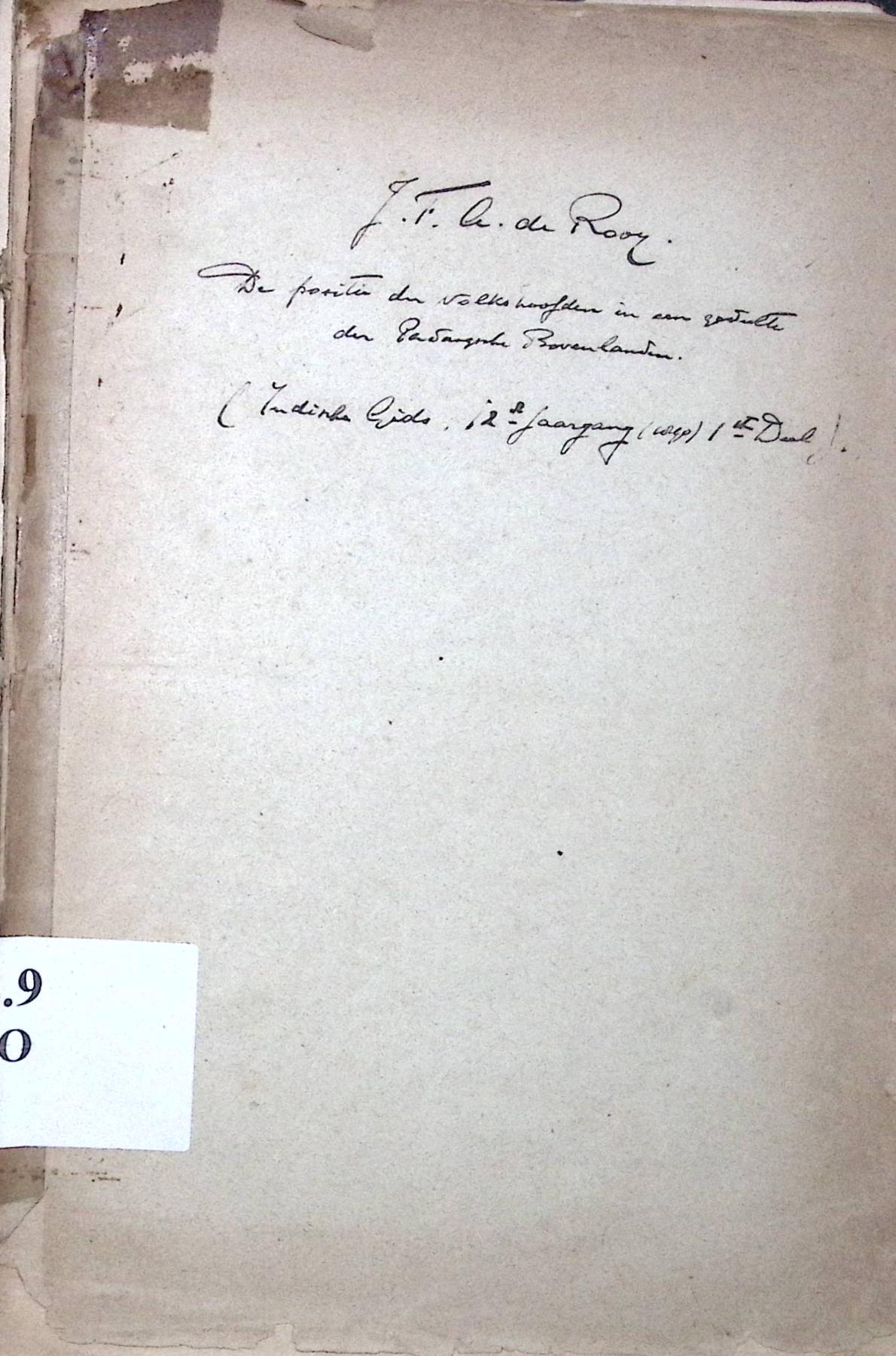 De Positie Der Volkshoofden in Een Gedeelte Der Padangsche Bovenlanden