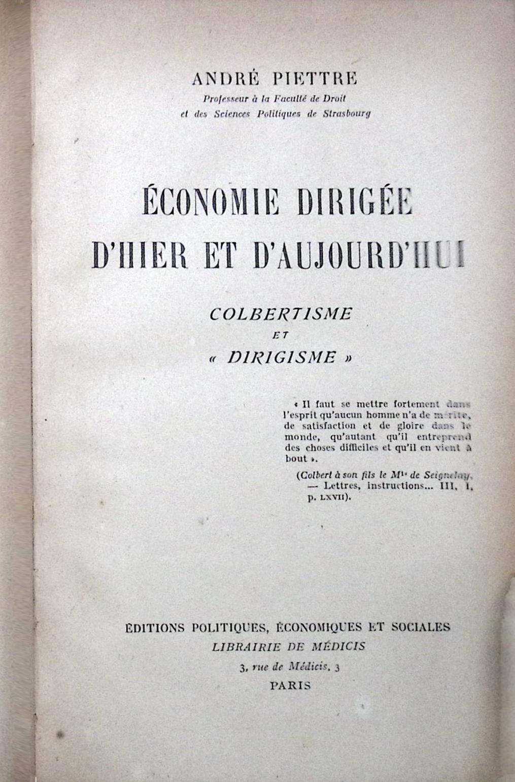 Economie Diricjée Et I)’aujourd’hui