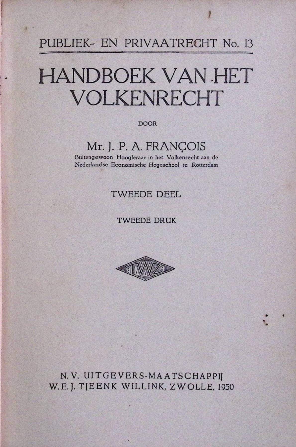 Handboek Van .het Volkenrecht